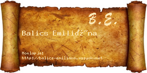 Balics Emiliána névjegykártya